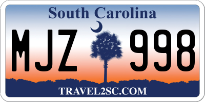 SC license plate MJZ998