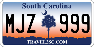 SC license plate MJZ999
