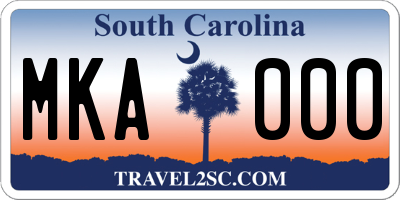 SC license plate MKA000