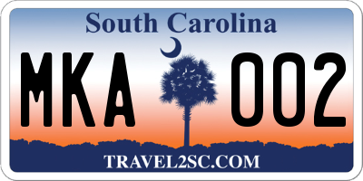 SC license plate MKA002