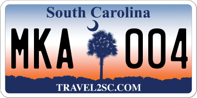 SC license plate MKA004