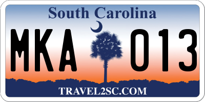 SC license plate MKA013