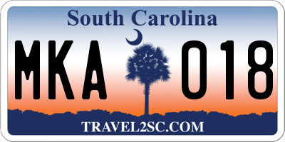 SC license plate MKA018