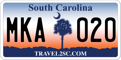 SC license plate MKA020