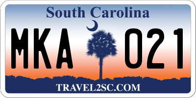 SC license plate MKA021