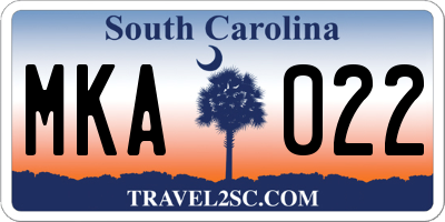 SC license plate MKA022