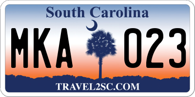 SC license plate MKA023