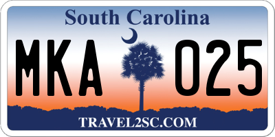 SC license plate MKA025