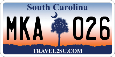 SC license plate MKA026