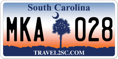 SC license plate MKA028