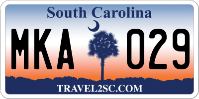 SC license plate MKA029