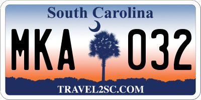 SC license plate MKA032