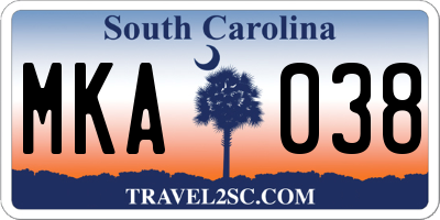 SC license plate MKA038