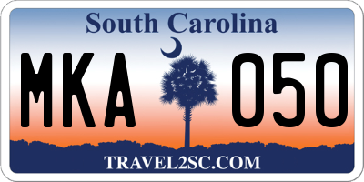 SC license plate MKA050