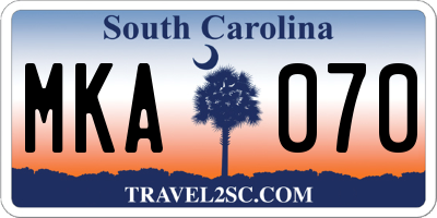 SC license plate MKA070