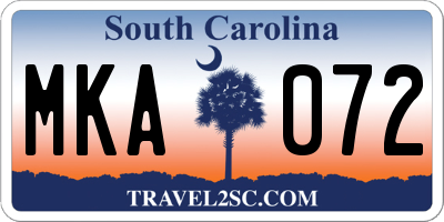 SC license plate MKA072