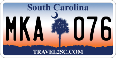 SC license plate MKA076