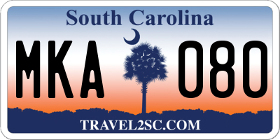 SC license plate MKA080