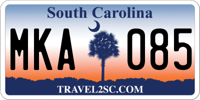 SC license plate MKA085