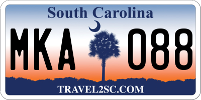 SC license plate MKA088