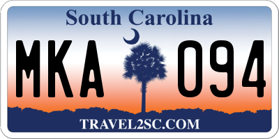SC license plate MKA094