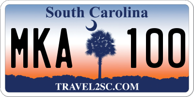 SC license plate MKA100