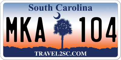 SC license plate MKA104