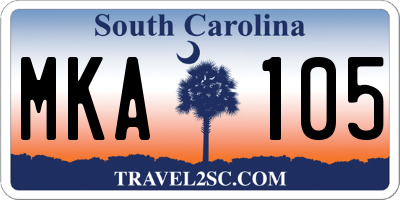 SC license plate MKA105