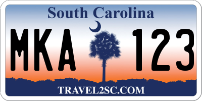 SC license plate MKA123