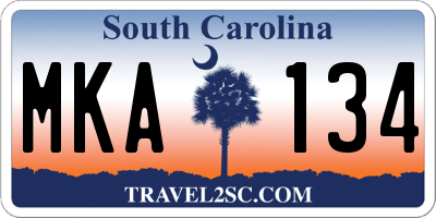 SC license plate MKA134