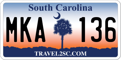SC license plate MKA136