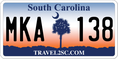 SC license plate MKA138