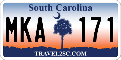 SC license plate MKA171