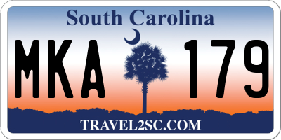 SC license plate MKA179