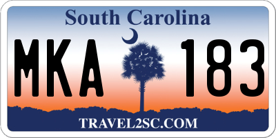 SC license plate MKA183