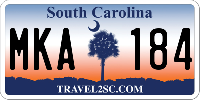 SC license plate MKA184