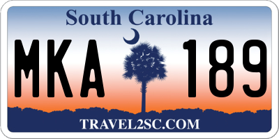 SC license plate MKA189