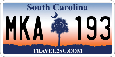 SC license plate MKA193