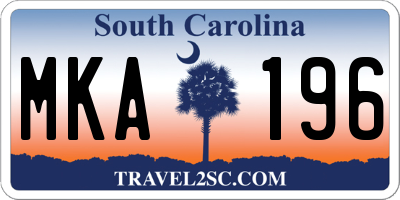 SC license plate MKA196