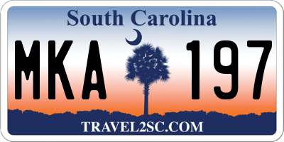 SC license plate MKA197