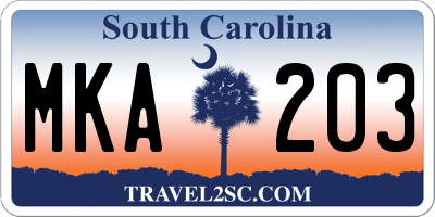 SC license plate MKA203