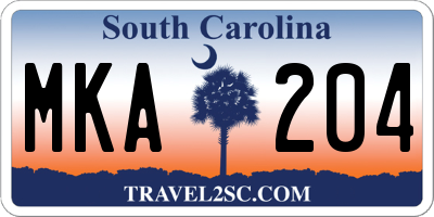 SC license plate MKA204