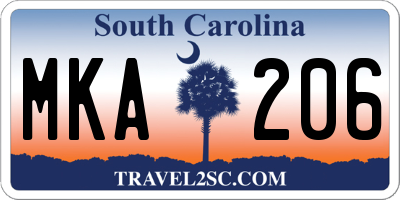SC license plate MKA206