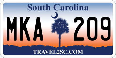SC license plate MKA209