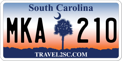 SC license plate MKA210