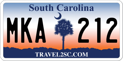 SC license plate MKA212
