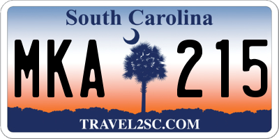 SC license plate MKA215