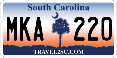 SC license plate MKA220