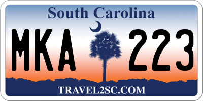 SC license plate MKA223