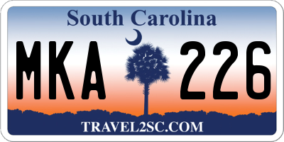 SC license plate MKA226